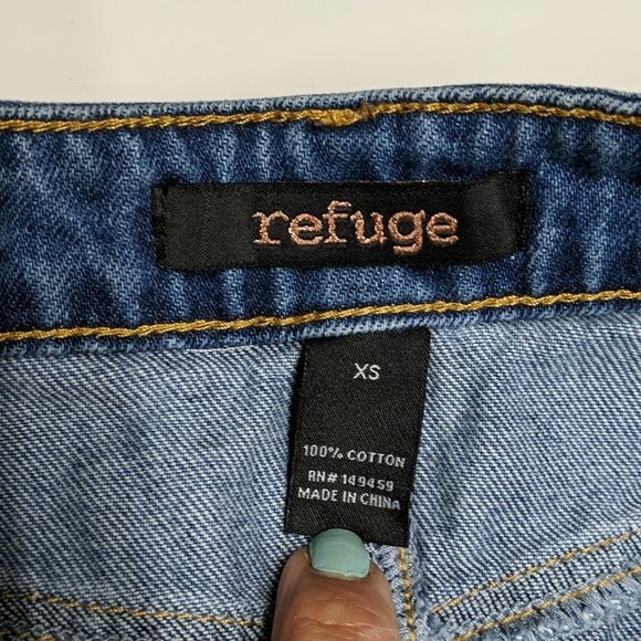 Refuge Skirt Women X-Small Distressed Denim Mini Jeans Navy Two-tone XS - Picture 4 of 4